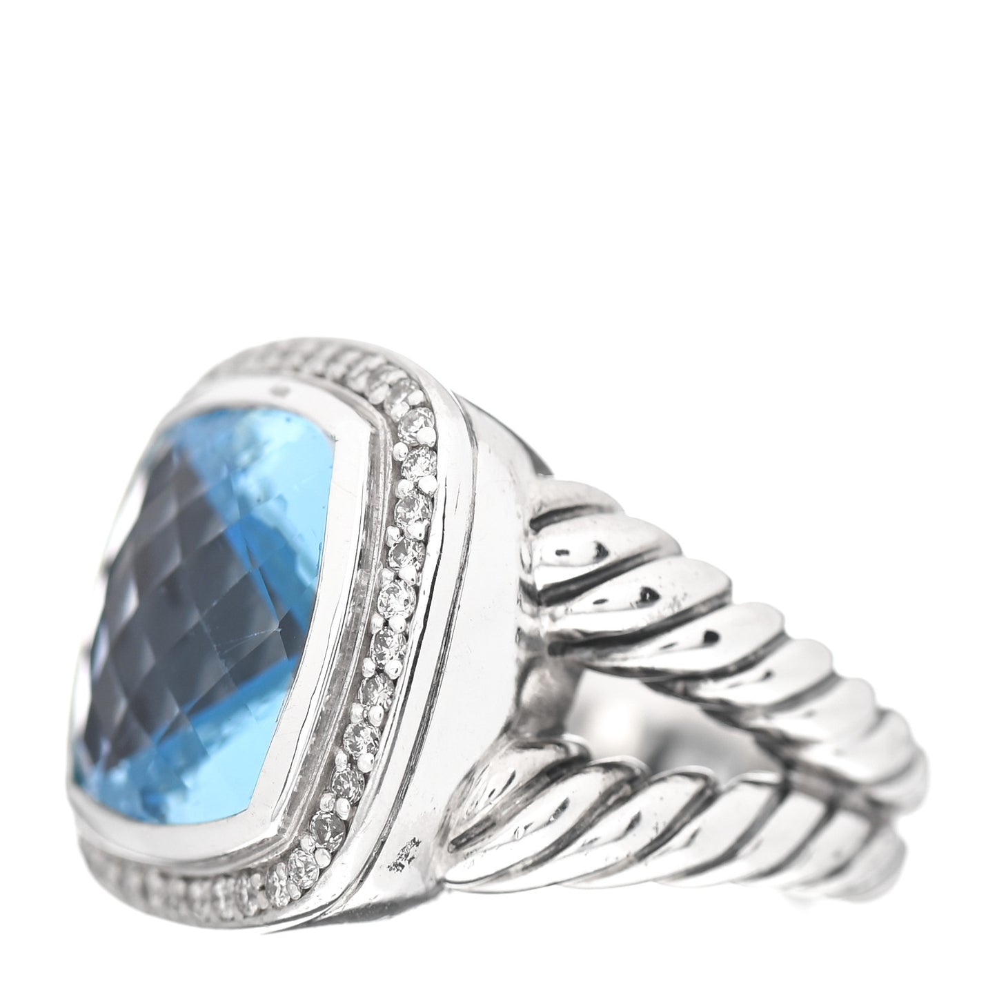 Sterling Silver Diamond Blue Topaz 14mm Albion Ring 52 6