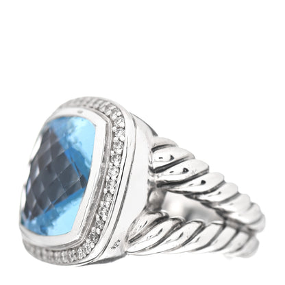 David Yurman Sterling Silver Diamond Blue Topaz 14mm Albion Ring 52 6 3 of 5