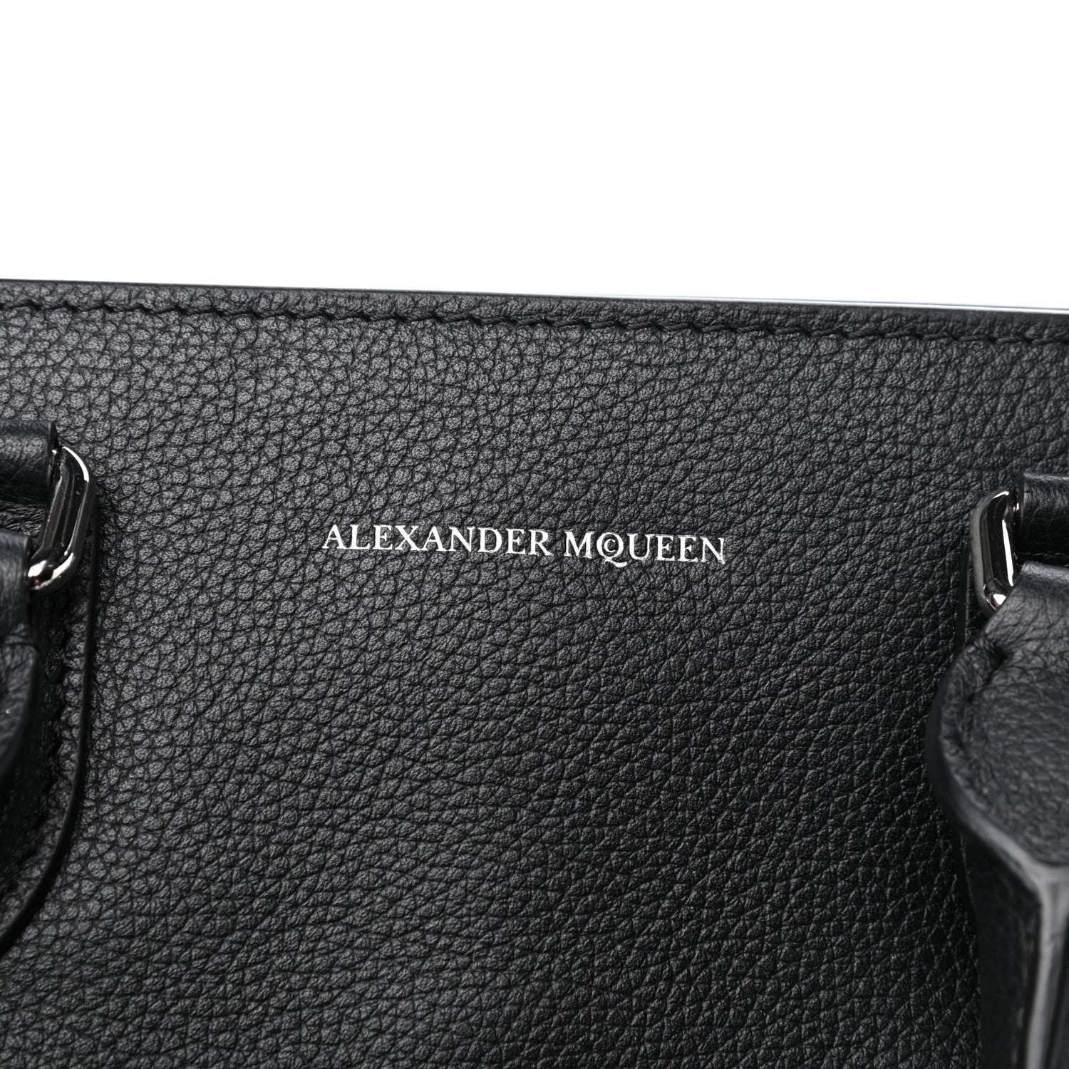 Alexander McQueen Pebbled Calfskin Small Skull Padlock Zip Around Tote Black 8 of 12