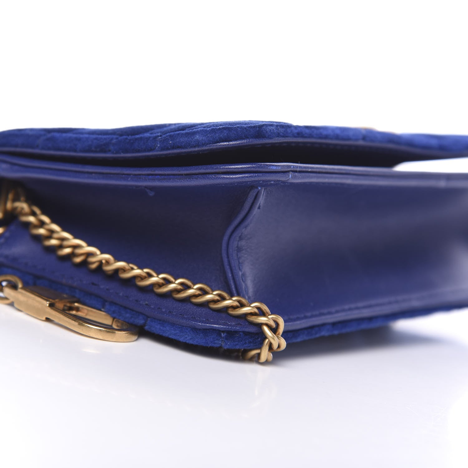 Gucci Velvet Matelasse GG Marmont Mini Bag Cobalt Blue 9 of 11