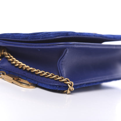 Gucci Velvet Matelasse GG Marmont Mini Bag Cobalt Blue 9 of 11