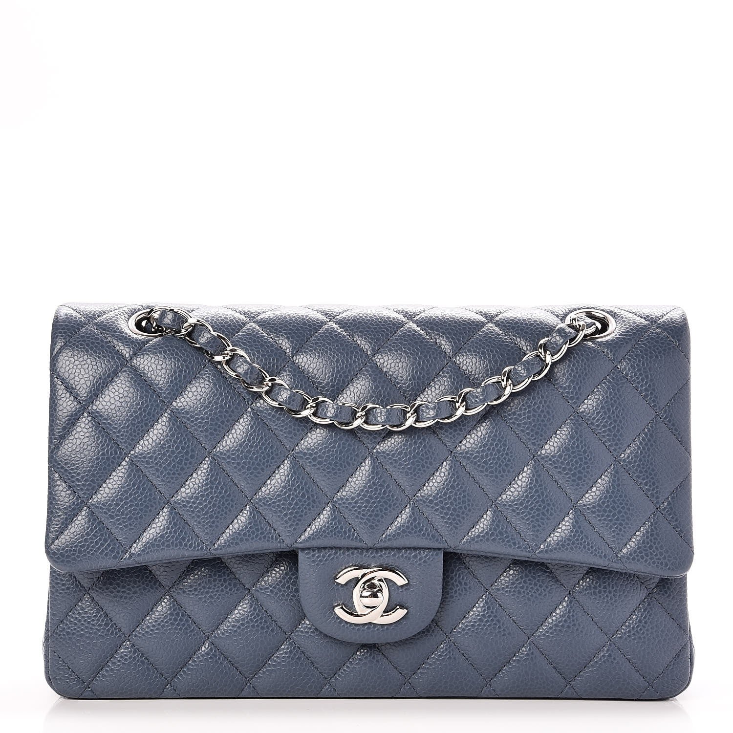 Chanel Caviar Quilted Medium Double Flap Blue 1 of 9