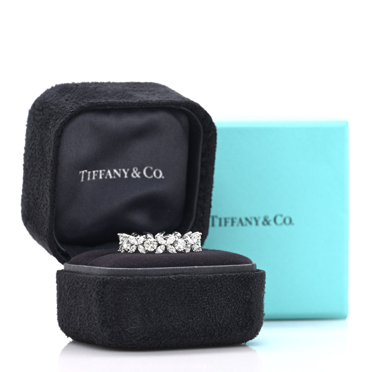 Platinum Diamond Victoria Alternating Band Ring 56 7.5