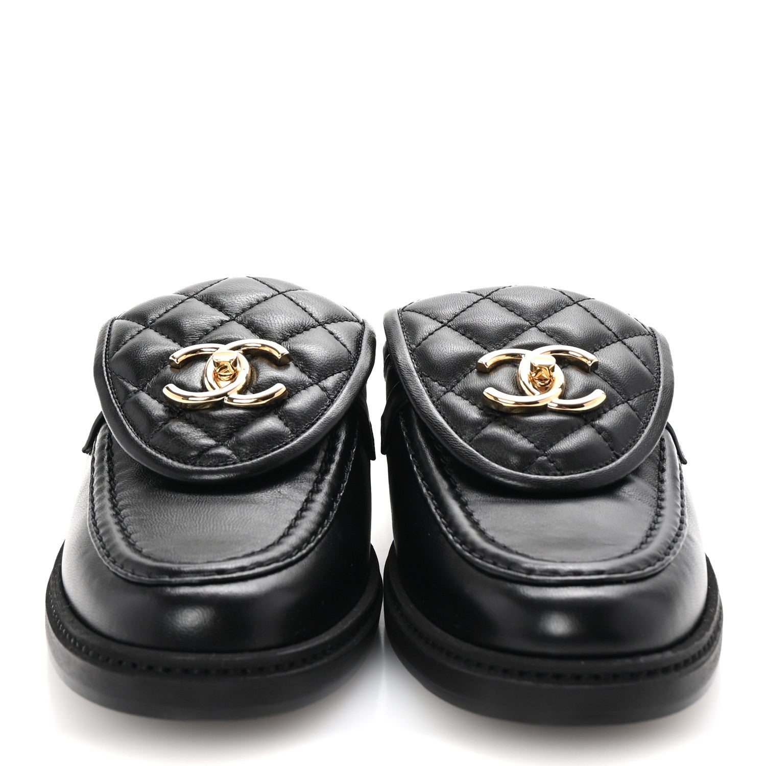 Chanel Lambskin Quilted CC Turnlock Mules 38.5 Black 3 of 10