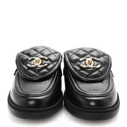 Chanel Lambskin Quilted CC Turnlock Mules 38.5 Black 3 of 10