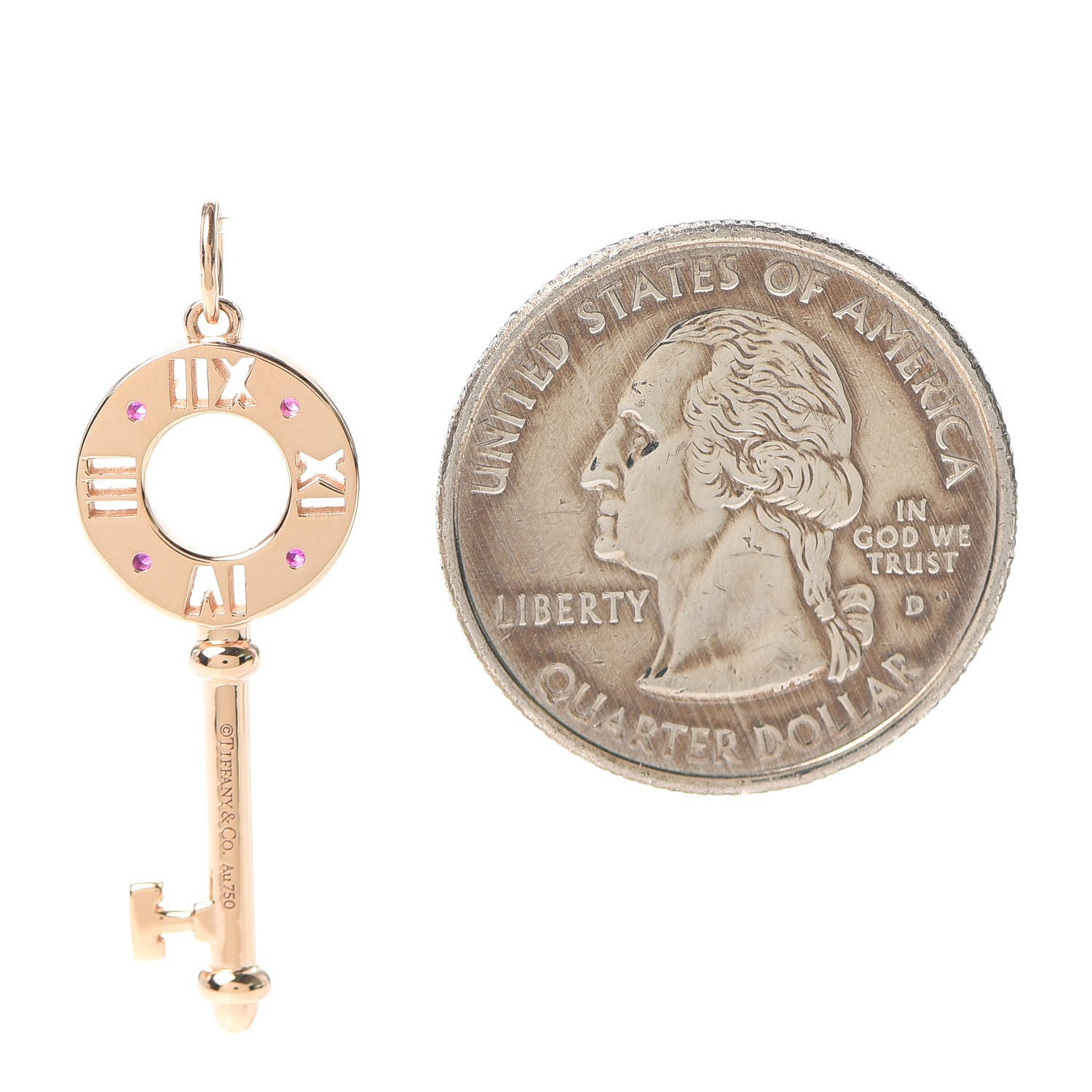 Tiffany 18K Rose Gold Ruby Atlas Pierced Key Pendant 2 of 4
