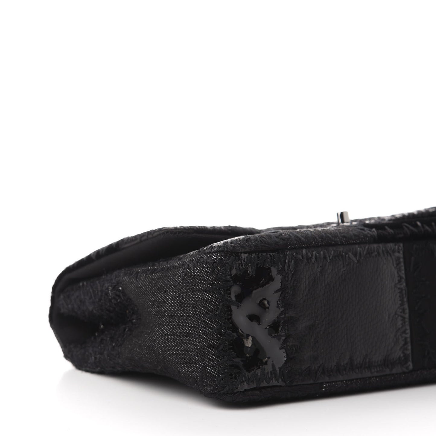 Tweed Patchwork Jumbo Single Flap Black