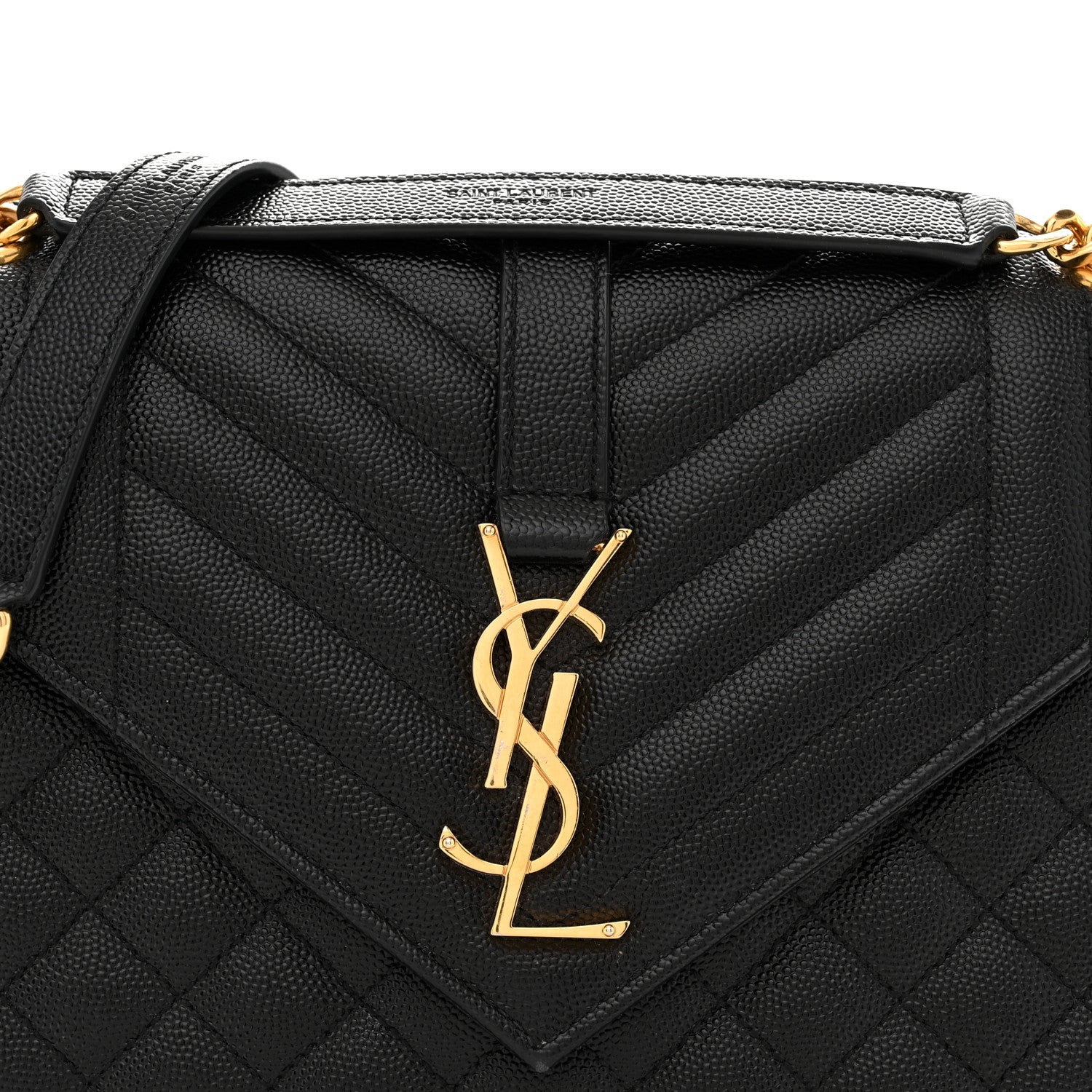 Saint Laurent Grain De Poudre Textured Mixed Matelasse Triquilt Medium Monogram Satchel Black 8 of 10