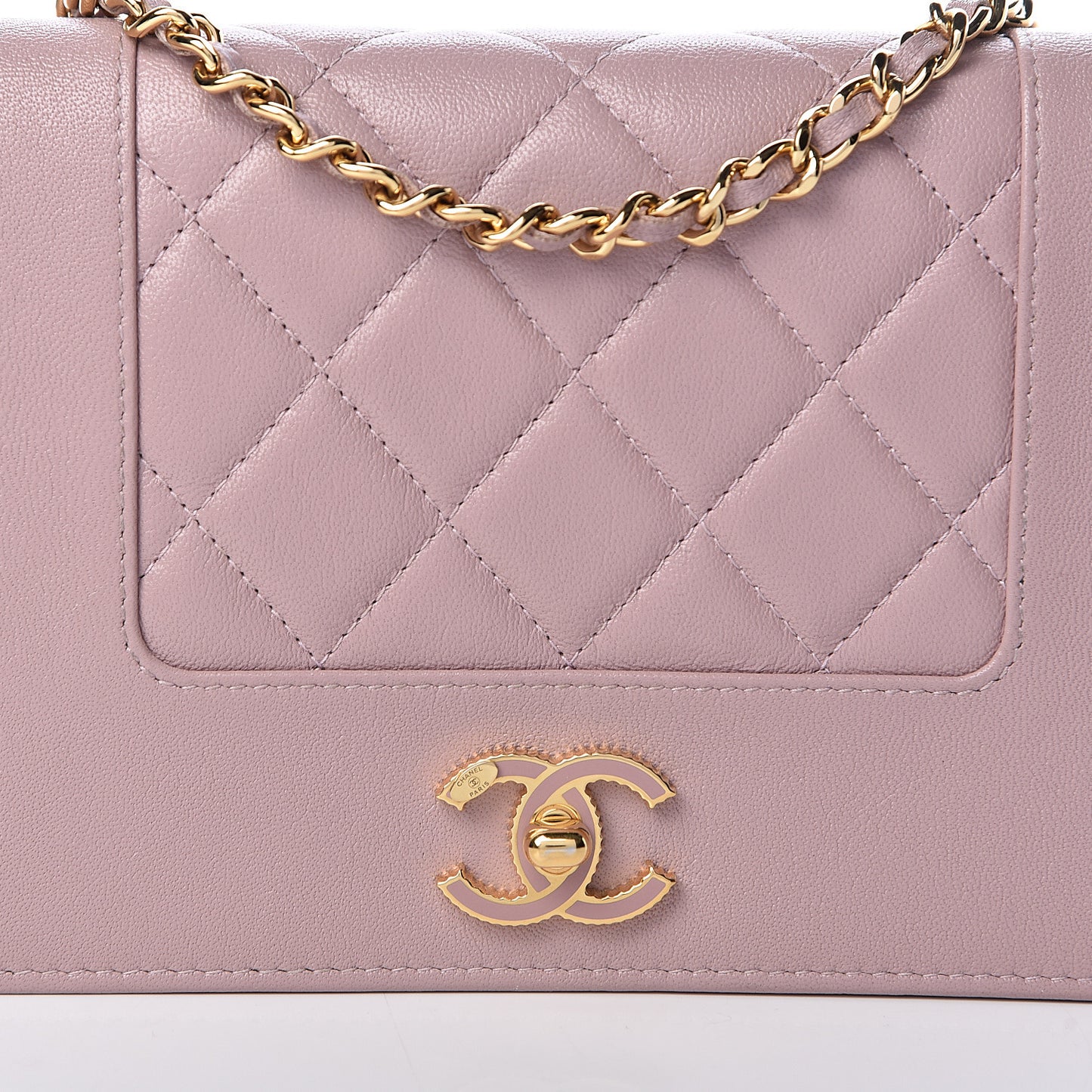 Sheepskin Quilted Mademoiselle Vintage Wallet On Chain WOC Pink