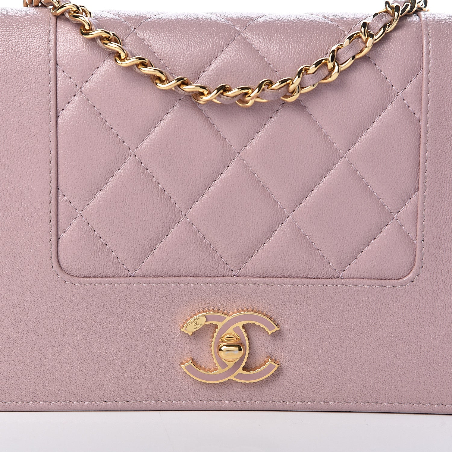 Chanel Sheepskin Quilted Mademoiselle Vintage Wallet On Chain WOC Pink 9 of 12