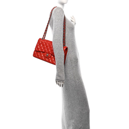 Chanel Lambskin Quilted Jumbo Double Flap Red 2 of 11