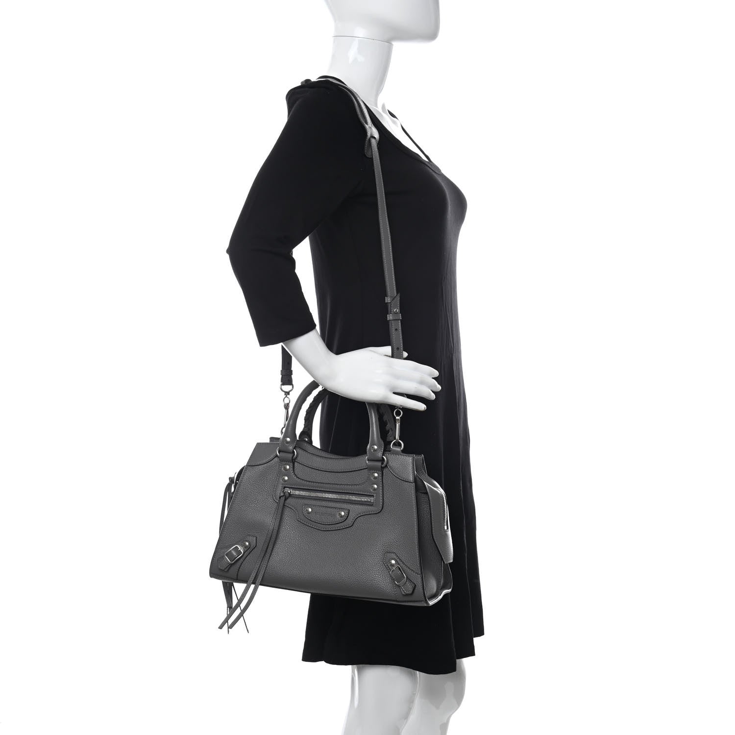 Balenciaga Grained Calfskin Neo Classic Silver Hardware S City Dark Grey 2 of 10