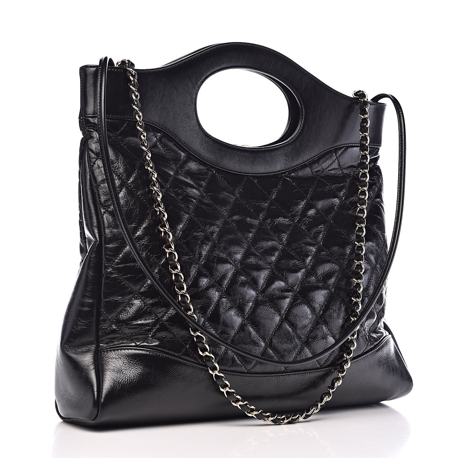 Chanel Aged Calfskin Quilted Large 31 Shopping Bag Black 3 of 10