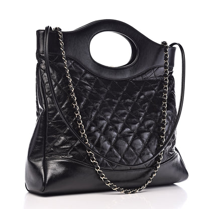 Chanel Aged Calfskin Quilted Large 31 Shopping Bag Black 3 of 10