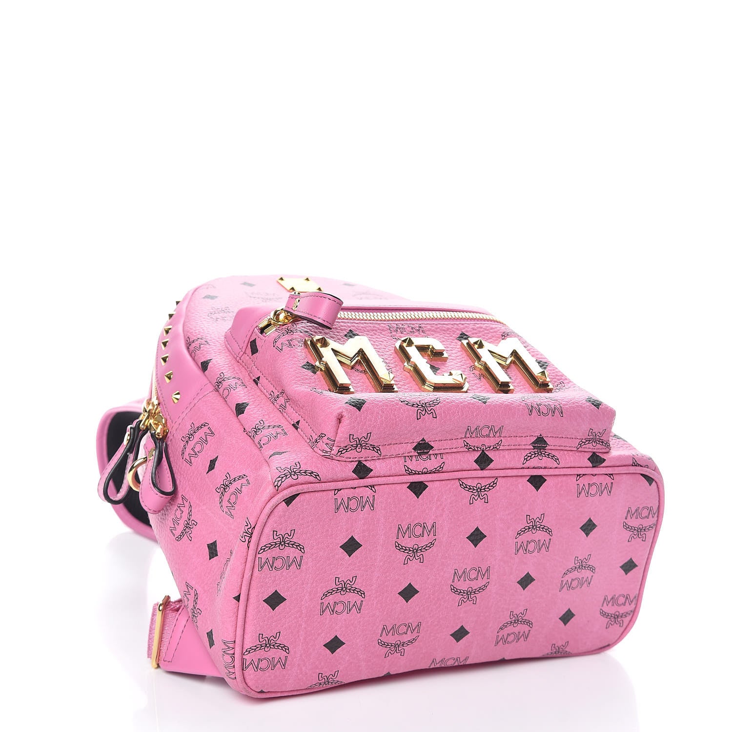 MCM Visetos Small Stark M Logo Collection Backpack Pink 4 of 8