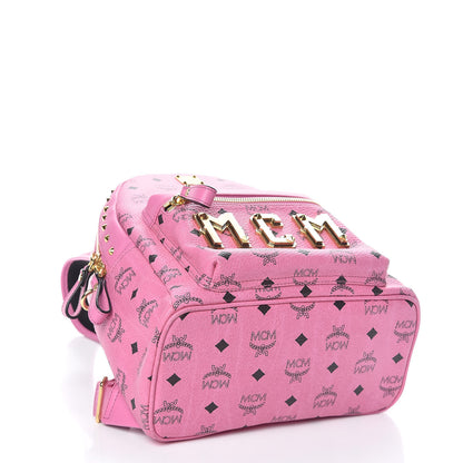 MCM Visetos Small Stark M Logo Collection Backpack Pink 4 of 8