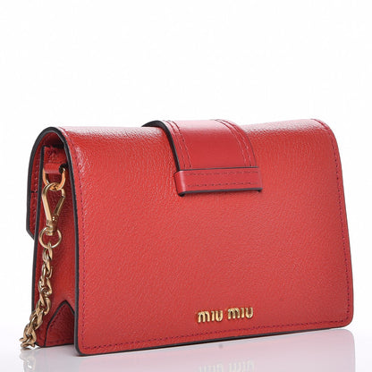 Miu Miu Goatskin Madras Soft Calf Crystal Pearl Embellished Shoulder Bag Fuoco 3 of 8