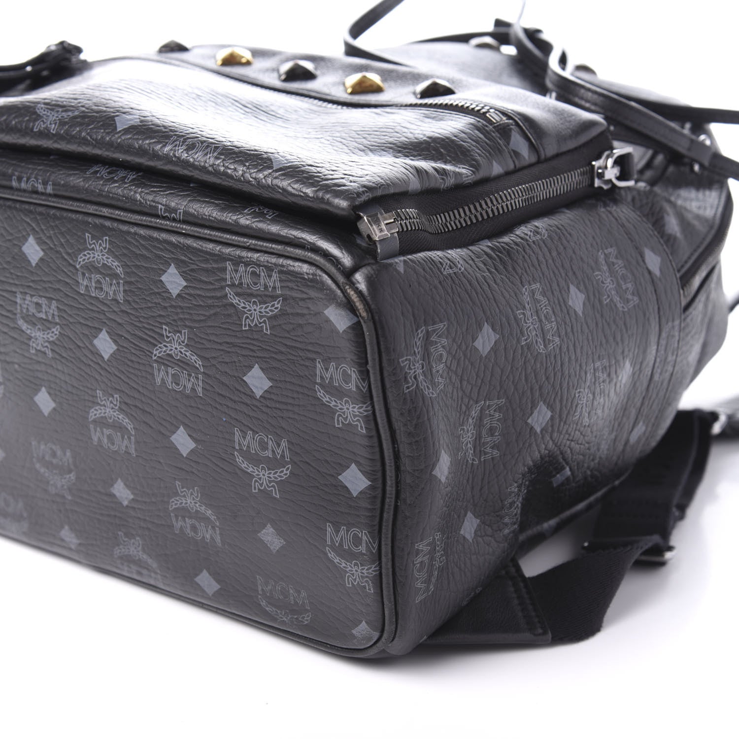 MCM Visetos Medium Studded Dual Stark Backpack Black 6 of 8