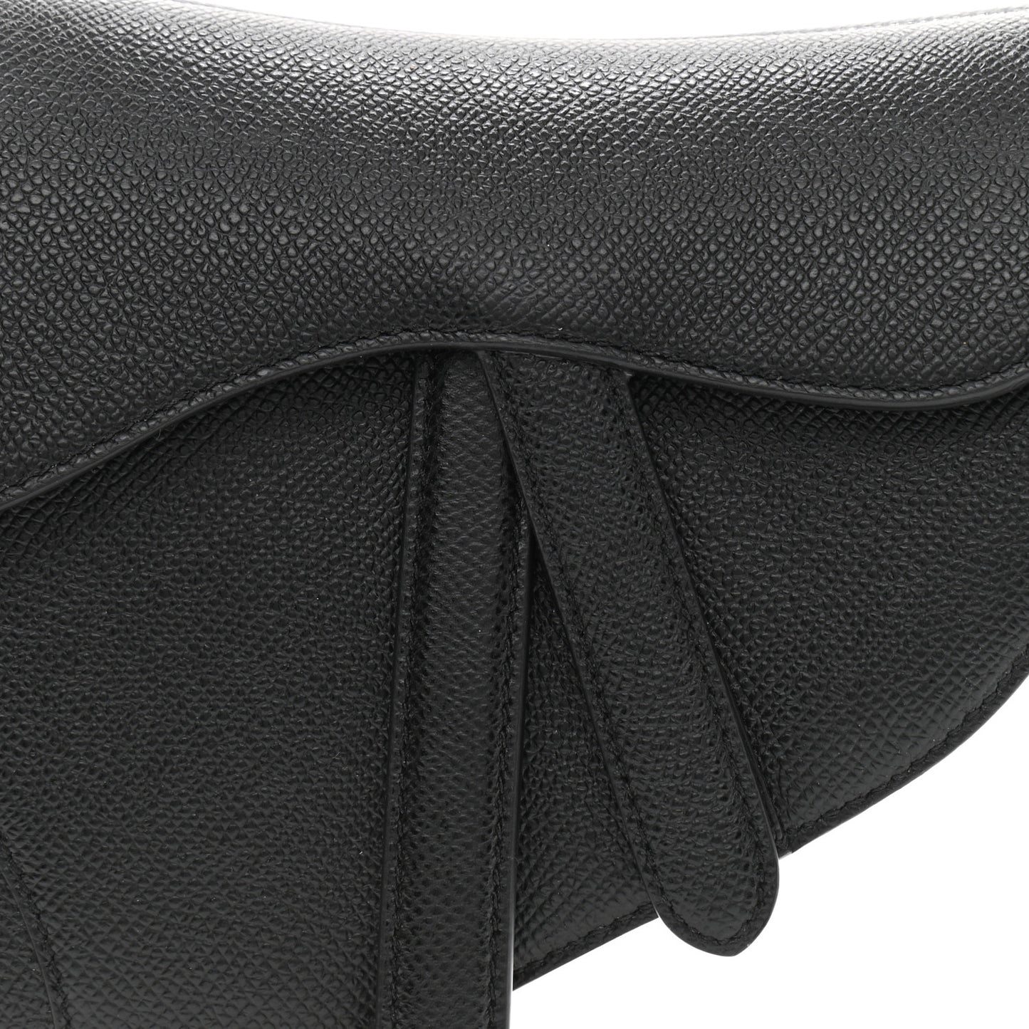 Grained Calfskin Mini Saddle Bag Black
