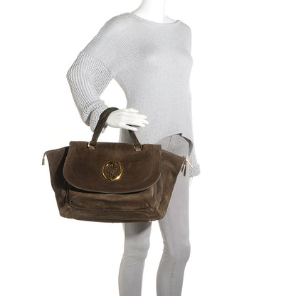 Gucci Suede Medium 1973 Top Handle Satchel Olive 2 of 7