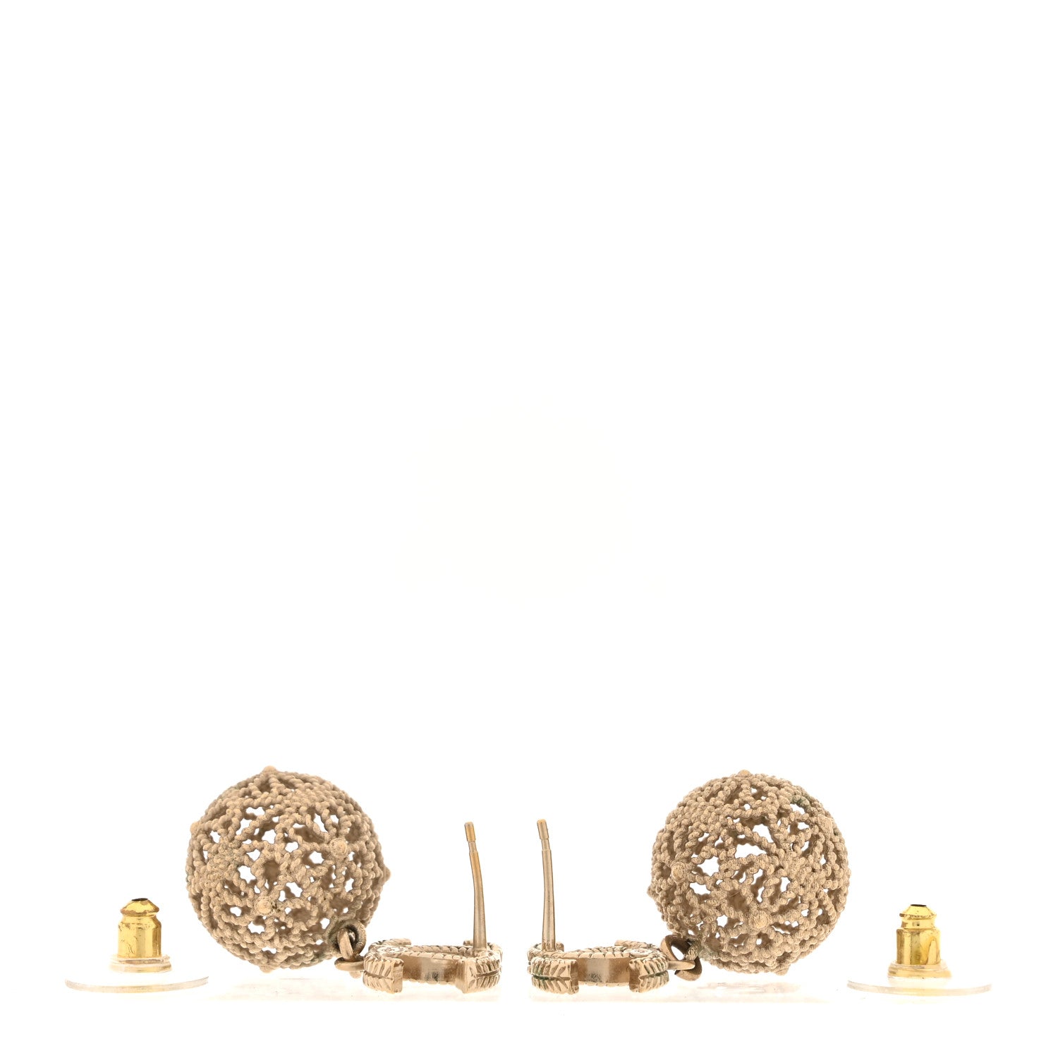 Chanel Metal CC Ornate Ball Drop Earrings Gold 3 of 6