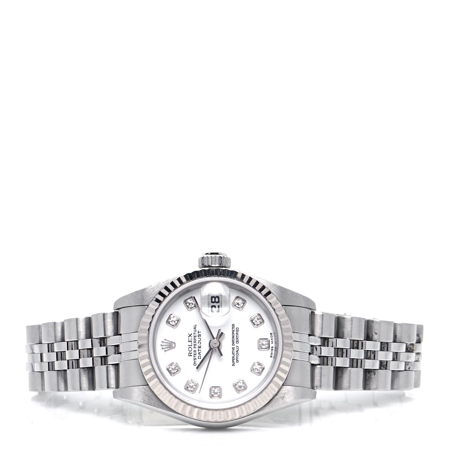 Stainless Steel 18K White Gold Diamond 26mm Oyster Perpetual Datejust Watch White 79174