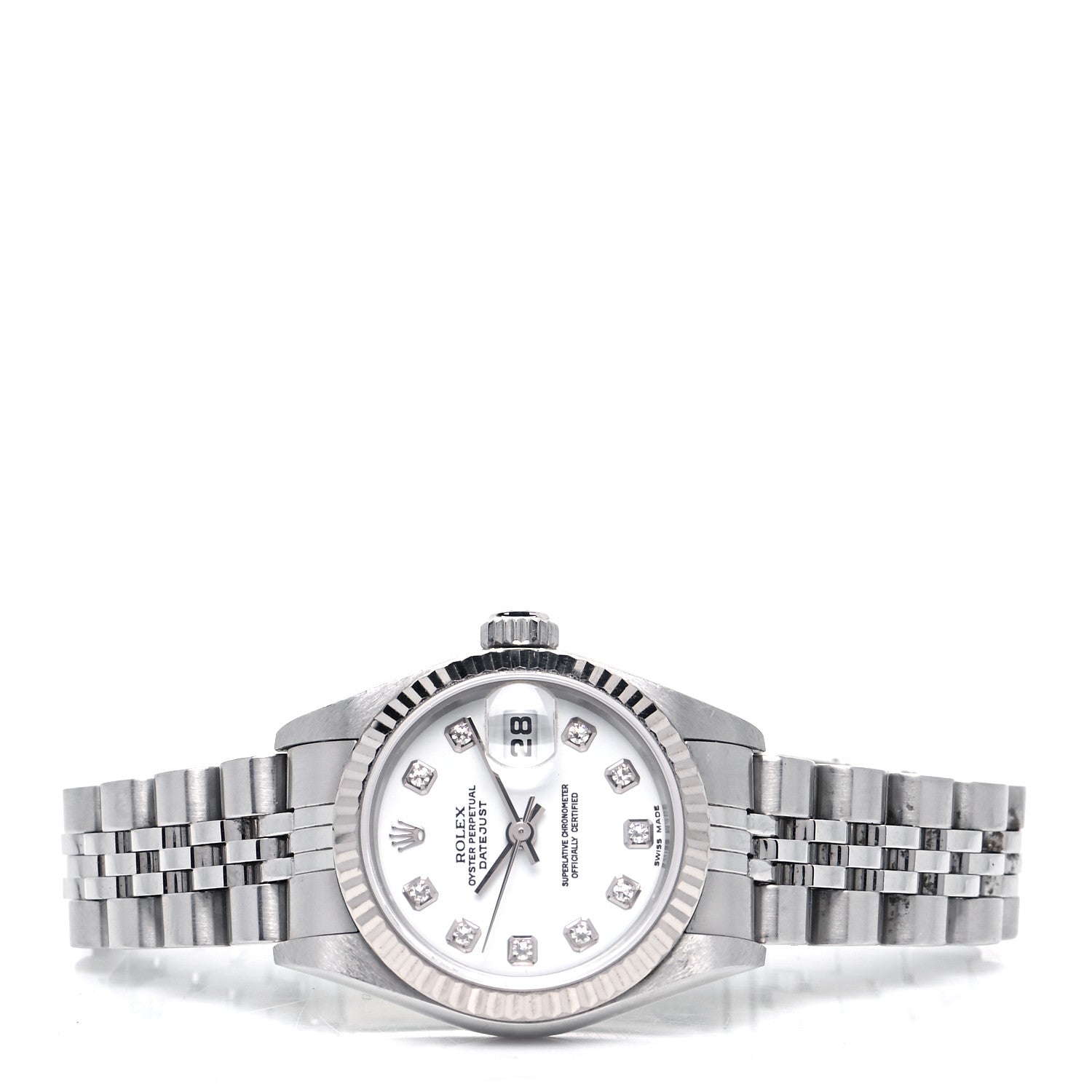 Rolex Stainless Steel 18K White Gold Diamond 26mm Oyster Perpetual Datejust Watch White 79174 4 of 8