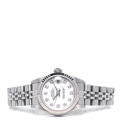 Rolex Stainless Steel 18K White Gold Diamond 26mm Oyster Perpetual Datejust Watch White 79174 4 of 8