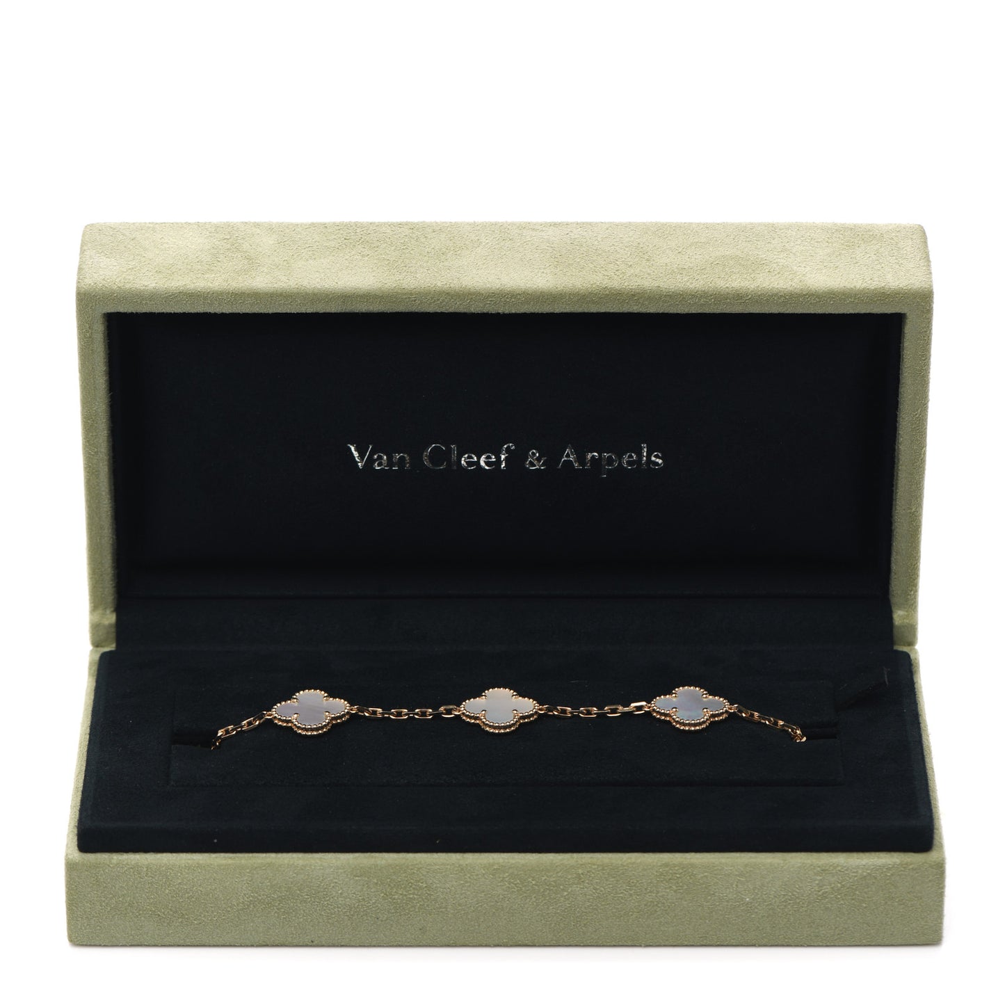 18K Yellow Gold Mother of Pearl 5 Motifs Vintage Alhambra Bracelet