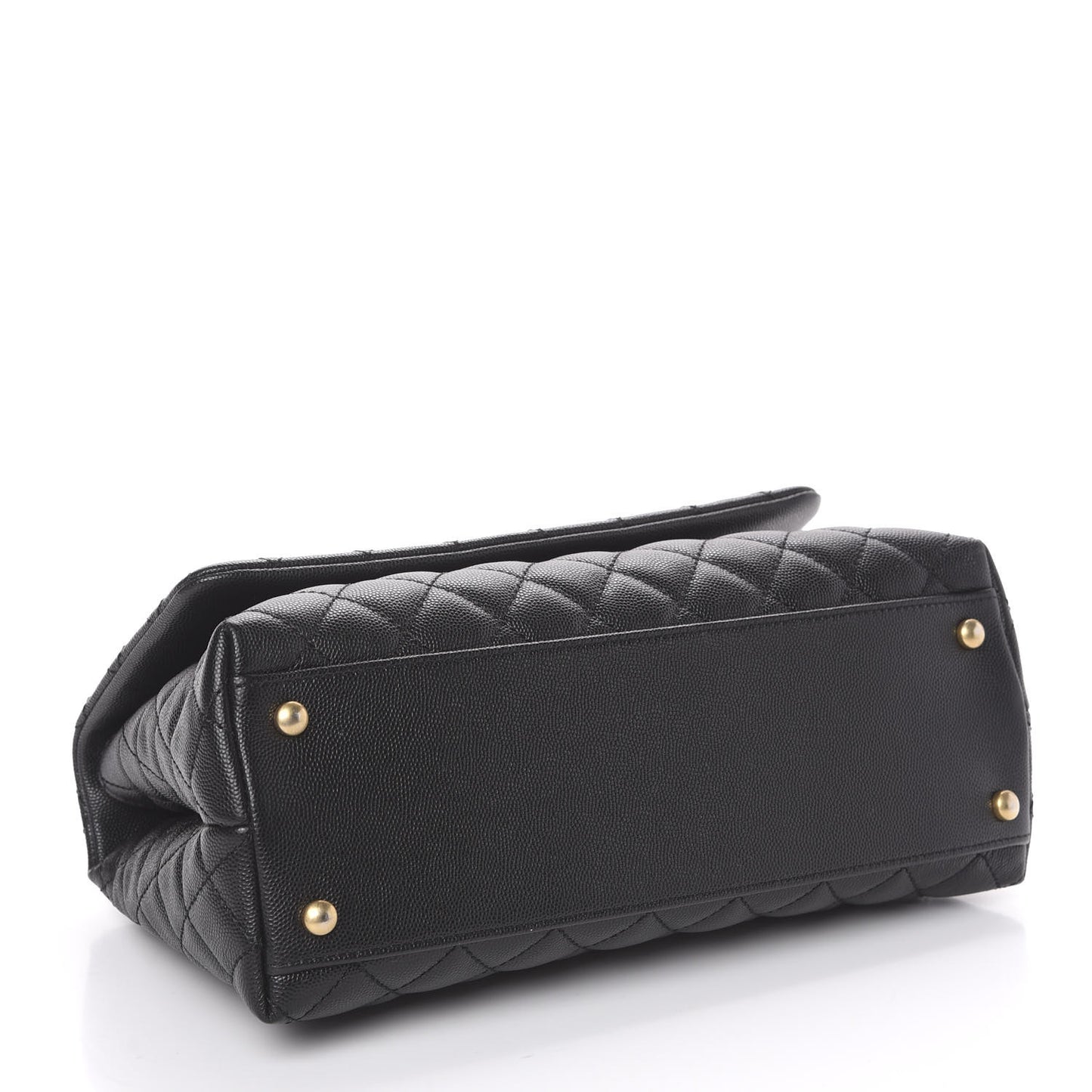 Caviar Lizard Embossed Quilted Small Coco Handle Flap Black