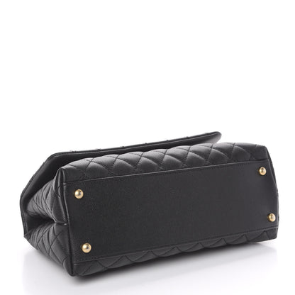 Chanel Caviar Lizard Embossed Quilted Small Coco Handle Flap Black 3 of 9