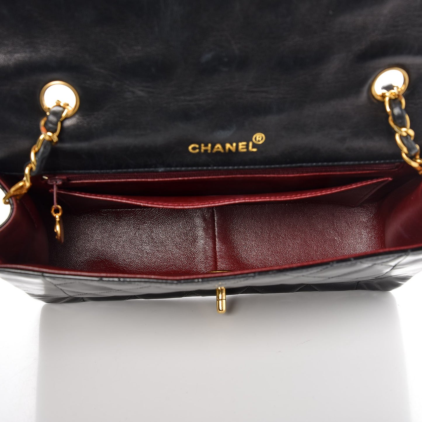 Patent Quilted Medium Single Flap Bag Black