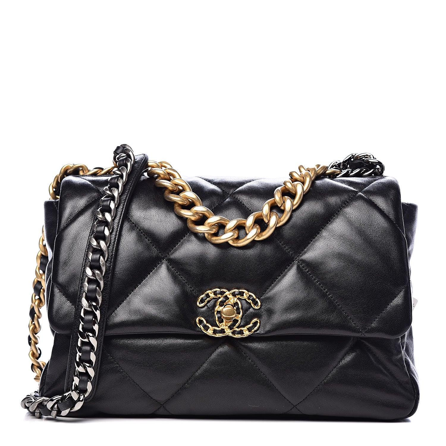 Chanel Lambskin Quilted Large 19 Flap Black 1 of 11