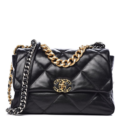 Chanel Lambskin Quilted Large 19 Flap Black 1 of 11