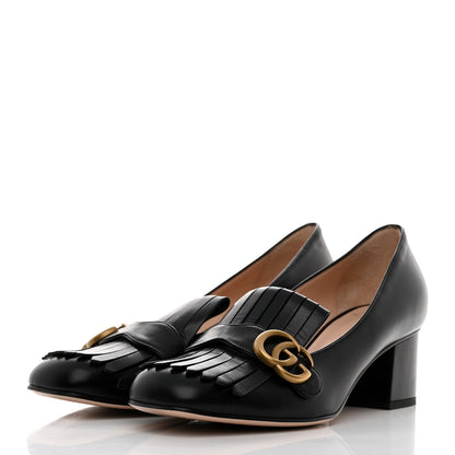 Gucci Malaga Kid GG Marmont Fringe 50mm Loafer Pumps 40.5 Black 3 of 10