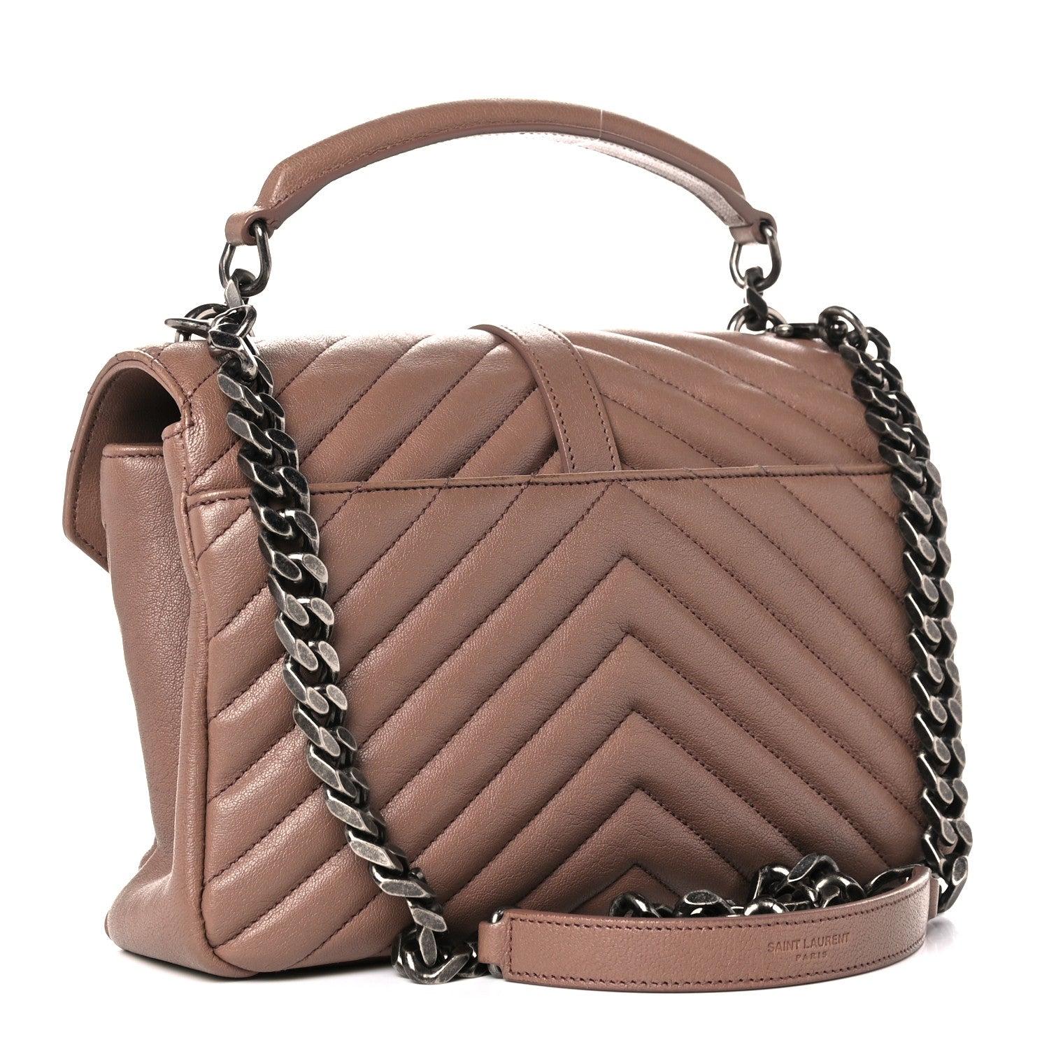 Saint Laurent Sheepskin Matelasse Chevron Monogram Medium College Bag Fard 3 of 14