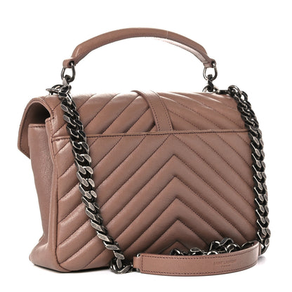 Saint Laurent Sheepskin Matelasse Chevron Monogram Medium College Bag Fard 3 of 14