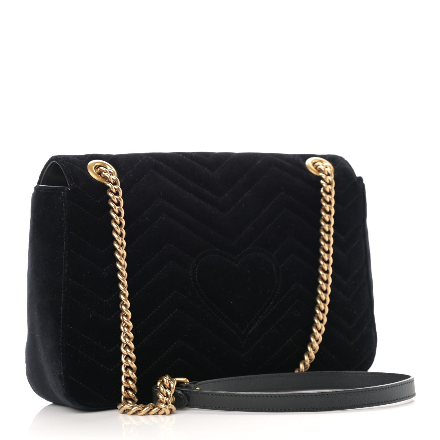 Velvet Matelasse Medium GG Marmont Shoulder Bag Black
