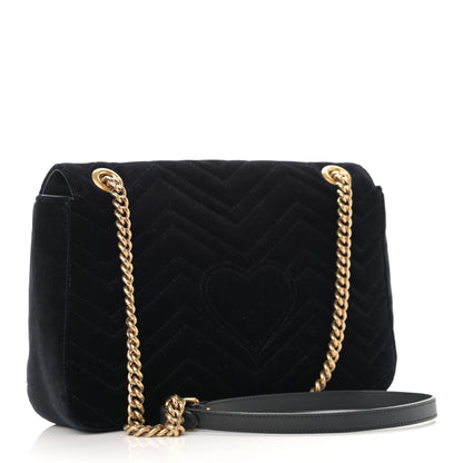 Gucci Velvet Matelasse Medium GG Marmont Shoulder Bag Black 3 of 10