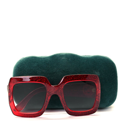 Gucci Acetate Square Frame Sunglasses GG0053S Glitter Red 7 of 7