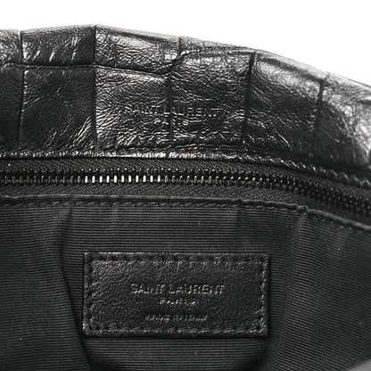 Saint Laurent Crocodile Embossed Lambskin Monogram Medium Niki Chain Satchel Black 6 of 10