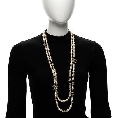 Chanel Graduated Pearl CC Long Necklace Gold 2 of 5