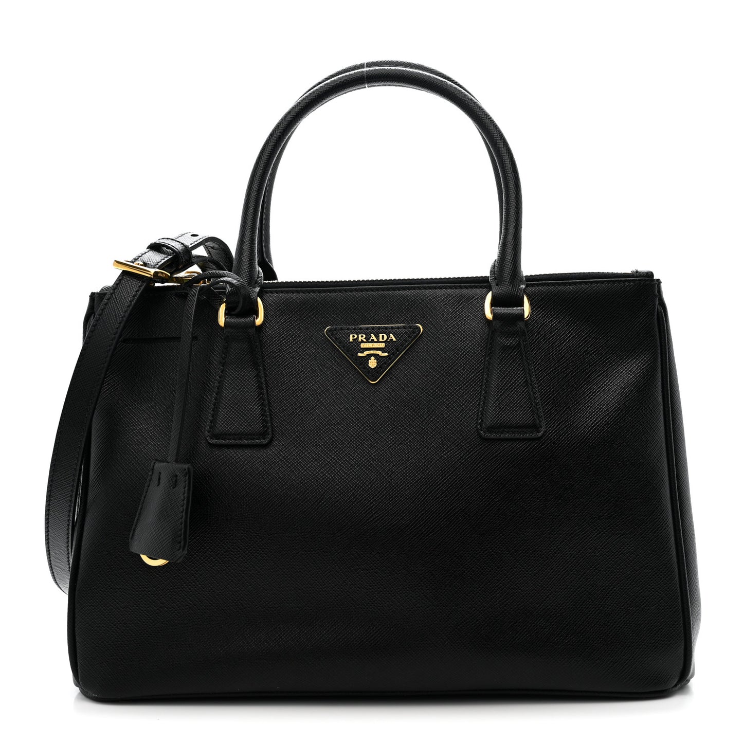 Saffiano Small Galleria Double Zip Tote Black