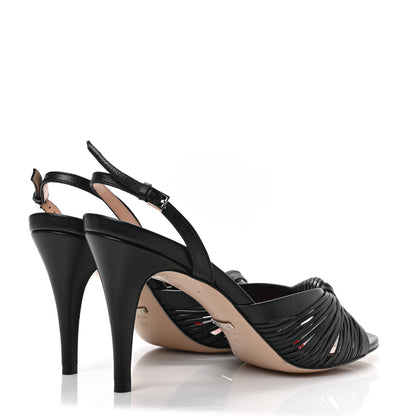 Gucci Nappa Crawford Knot Slingback Slide Sandals 38 Black 3 of 7