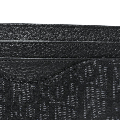 Christian Dior Oblique Grained Calfskin Marquetry Saddle Card Holder Black 8 of 8