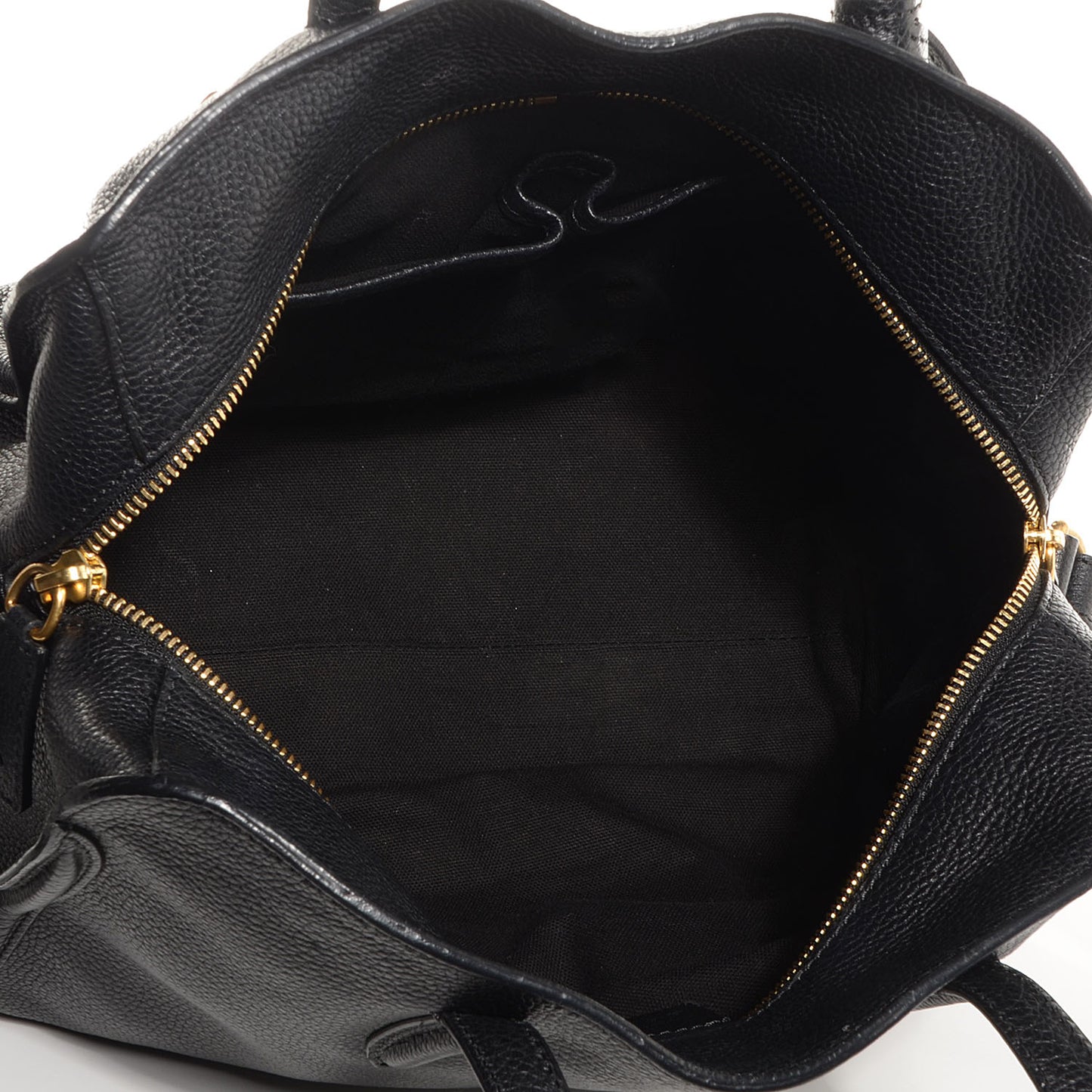 Pebbled Calfskin Small Skull Padlock Zip Around Tote Black