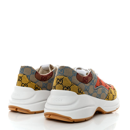 Gucci Monogram Multicolor Mens Rhyton Sneakers 8.5 Yellow Blue Great White Tabasco 4 of 8