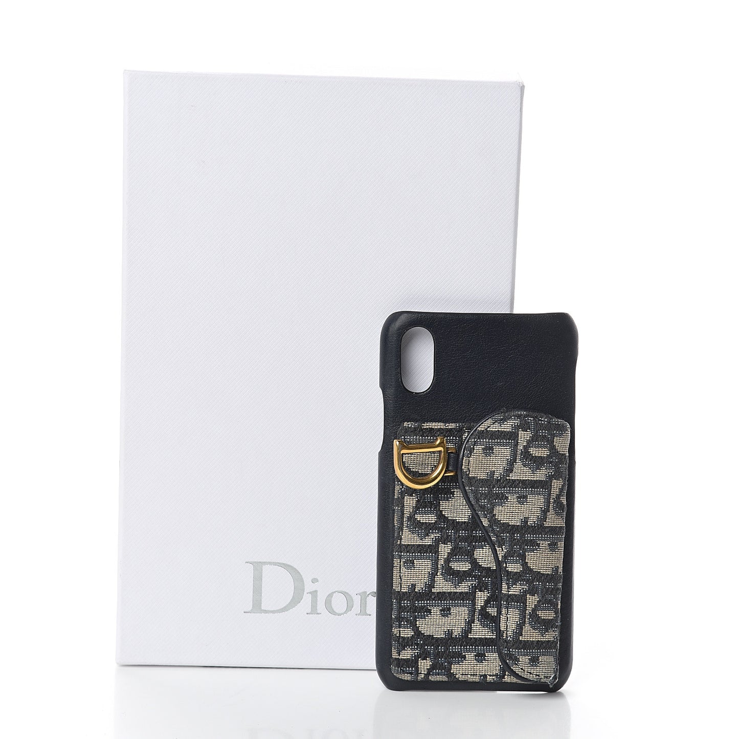 Oblique Calfskin Saddle iPhone X Case Blue