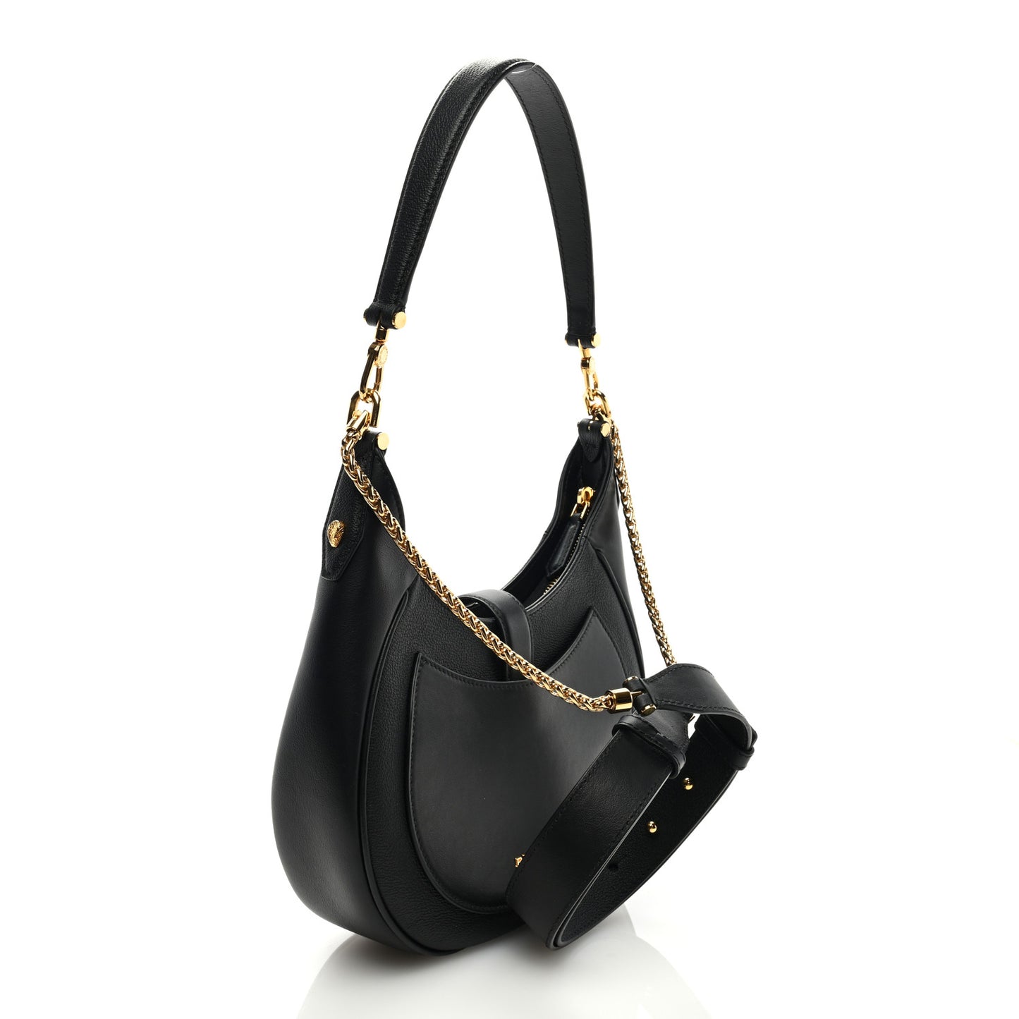 Urban Grain Smooth Calfskin Serpenti Ellipse Shoulder Bag Black