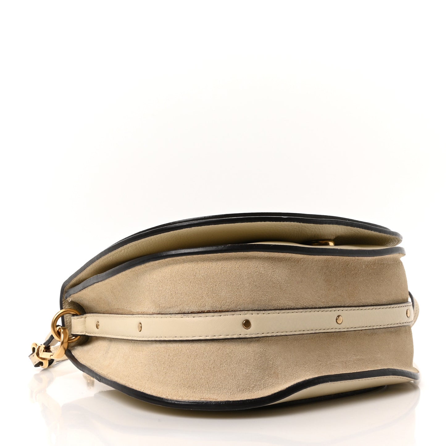 Calfskin Suede Medium Nile Bracelet Bag Off White